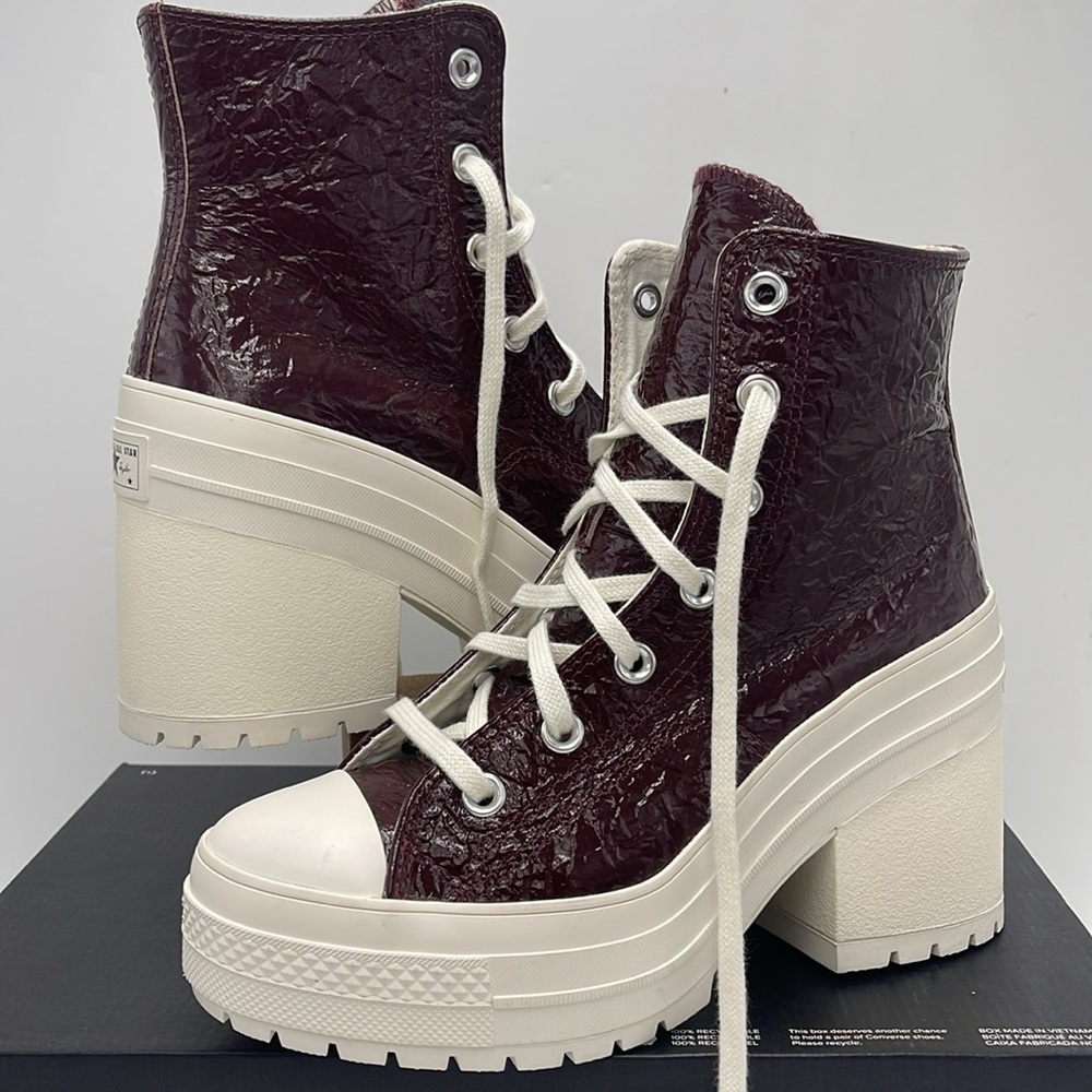 Converse WMNS High-Top Heeled Platform Sneakers CHUCK 70 DE LUXE HEEL HI BOOTS - Picture 9 of 16